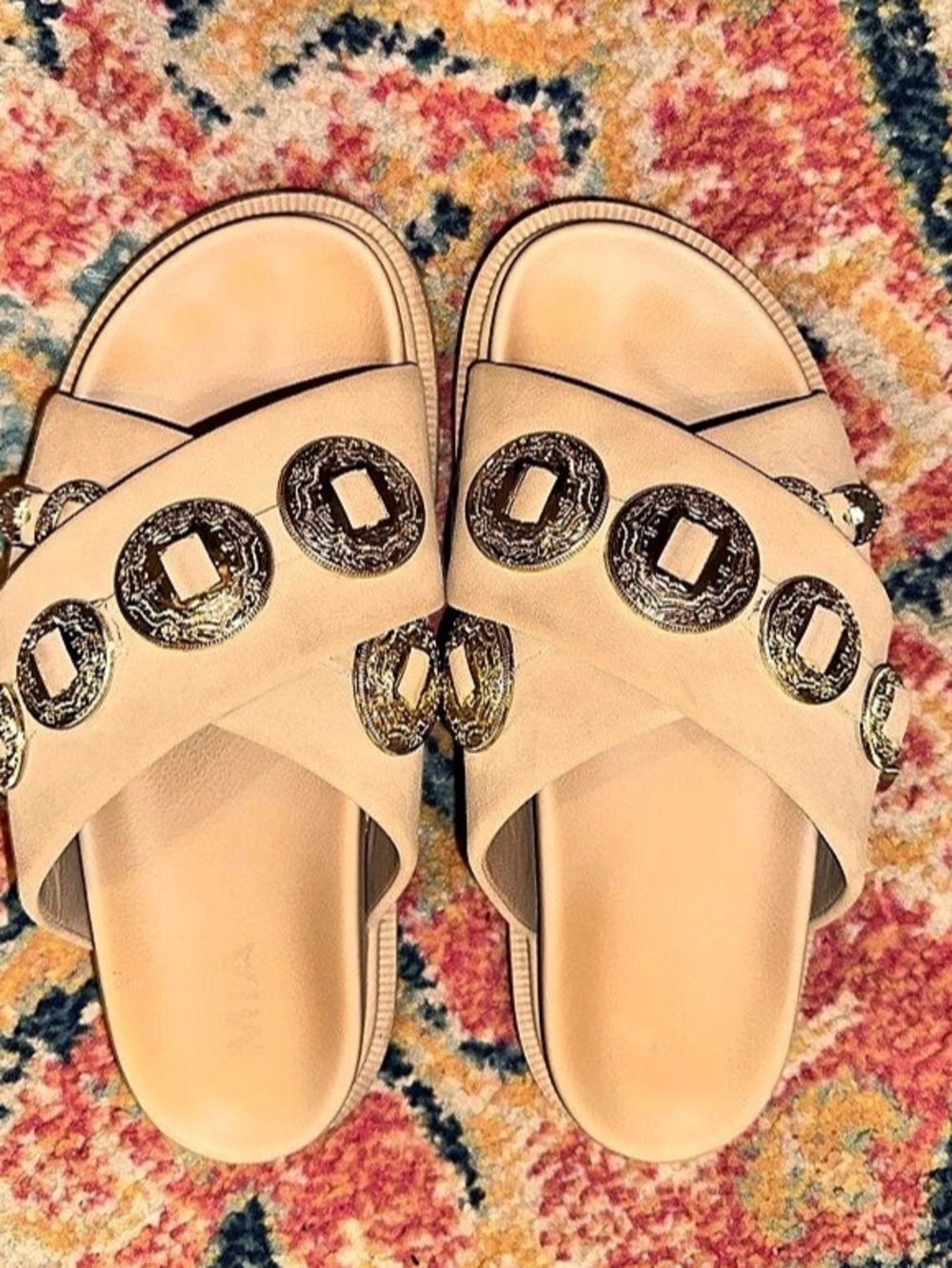 MIA Gorgene Platform Slide Sandals Nude US 7.5 M